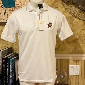Antigua White Polo Shirt with Cleavland Browns Brownie Elf. Small. NWT